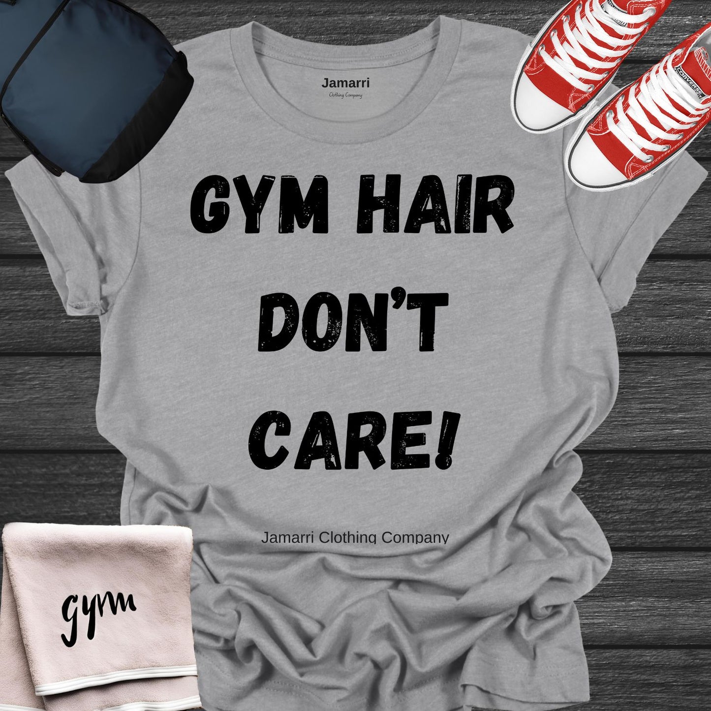 Gym Hair Don't Care! Womens Short Sleeve Tee