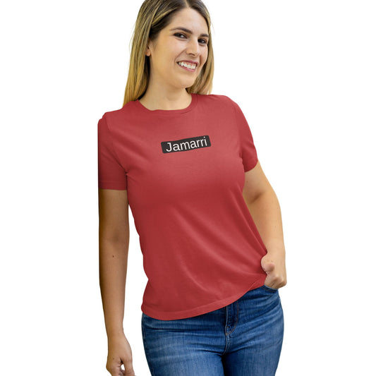 Womens Jamarri Name-Plate Graphic Tee — Trendy Box T-Shirt