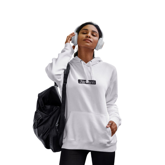 Womens Jamarri Nameplate Graphic Hoodie — "Jamarri" Minimalist Box Logo Sweatshirt